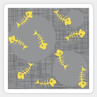 Herringbone yellow on gray with a linen structure - Pantone colors of the year 2021 Sticker